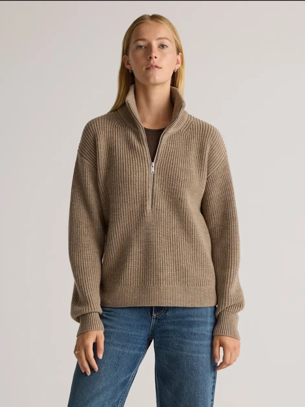 Quince Australian Merino Wool Half Zip Sweater